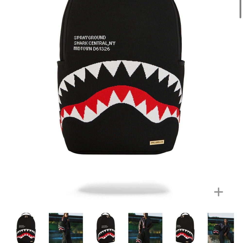 Sprayground Black and Red Shark Central Backpack